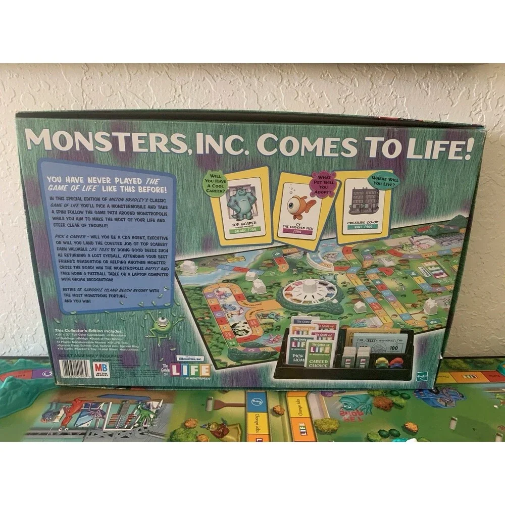 Monsters Inc The Game of Life In Monstropolis Disney Pixar Vintage 2001 Complete